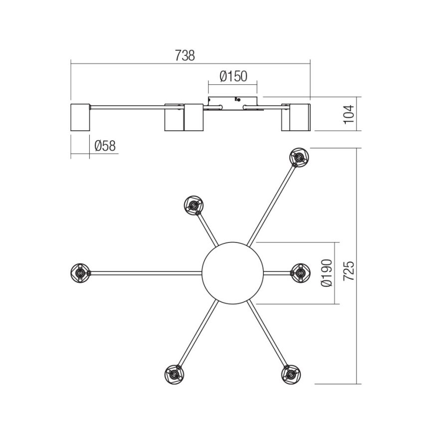 Redo 01-4051 - Foco NOA 6xGU10/10W/230V dourado