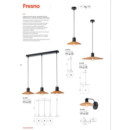 Redo 01-4054 - Candeeiro suspenso FRESNO 1xE27/42W/230V diâmetro 24 cm