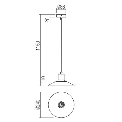 Redo 01-4054 - Candeeiro suspenso FRESNO 1xE27/42W/230V diâmetro 24 cm