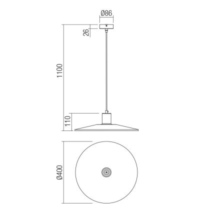 Redo 01-4055 - Candeeiro suspenso FRESNO 1xE27/42W/230V diâmetro 40 cm