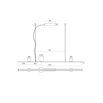 Redo 01-4302 - Lustre LED dimerizável suspenso por cabo DUNE LED/48W/230V 3000K CRI 90 preto/fumê