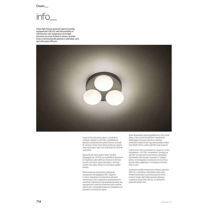 Redo 01-4309 - Luminária de teto LED para casa de banho OVUM 4xLED/5W/230V 3000/4000K IRC 90 IP44 branco/cromado brilhante