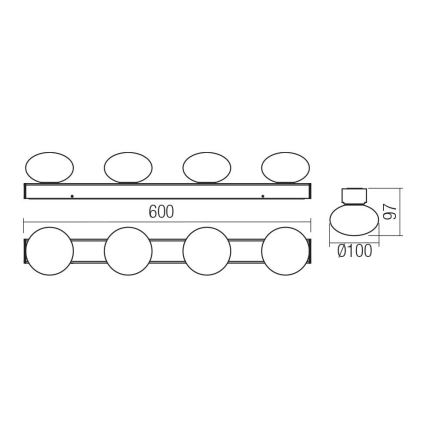 Redo 01-4310 - Candeeiro de tecto LED para casa de banho OVUM 4xLED/5W/230V 3000/4000K CRI 90 IP44 branco/latão