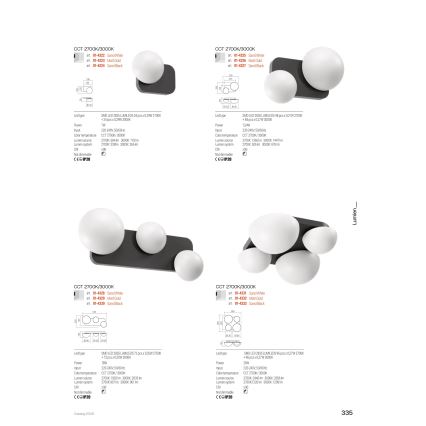 Redo 01-4330 - Aplique de parede LED LUMIEN 3xLED/18W/230V 2700/3000K CRI 90 branco/preto
