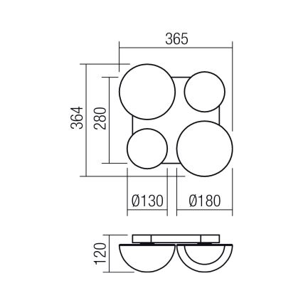 Redo 01-4332 - Luminária de teto LED LUMIEN 4xLED/26W/230V 2700/3000K IRC 90 branco/dourado