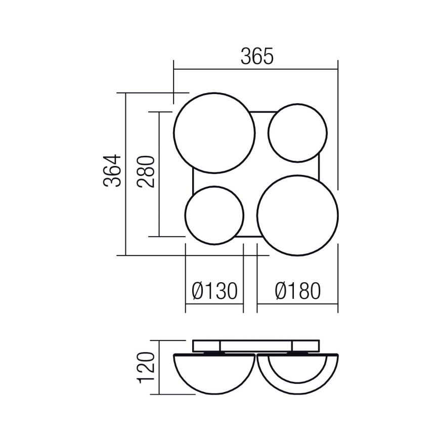 Redo 01-4332 - Luminária de teto LED LUMIEN 4xLED/26W/230V 2700/3000K IRC 90 branco/dourado