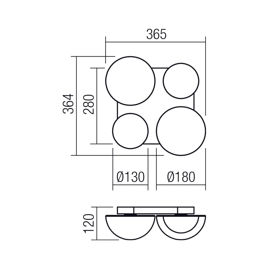 Redo 01-4333 - Luminária de teto LED LUMIEN 4xLED/26W/230V 2700/3000K IRC 90 branco/preto