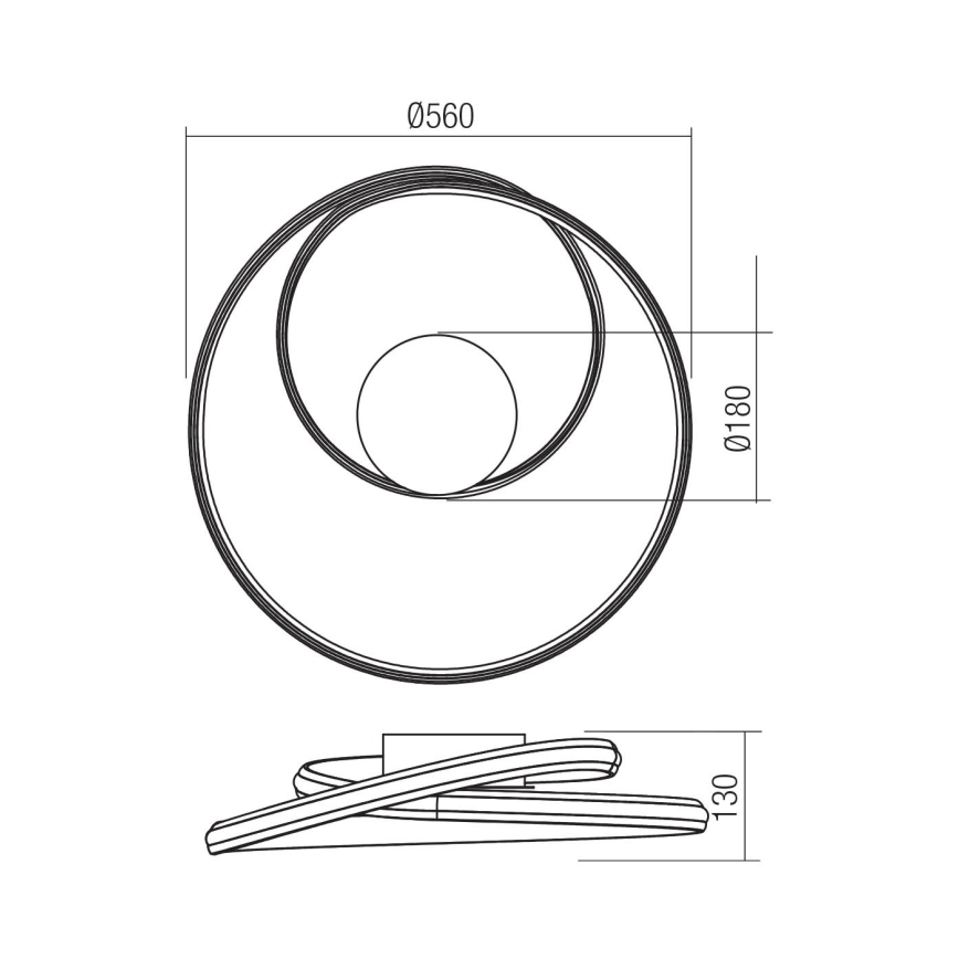Redo 01-4359 - Luminária de teto dimerizável TORSION LED/40W/230V 2700/3000/4000K CRI 90 Ø 56 cm preta