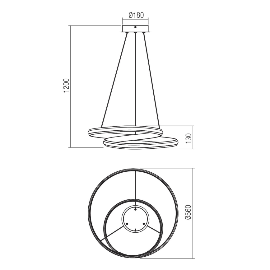 Redo 01-4362 - Lustre LED dimerizável suspenso por cabo TORSION LED/40W/230V 2700/3000/4000K CRI 90 Ø 56 cm preto