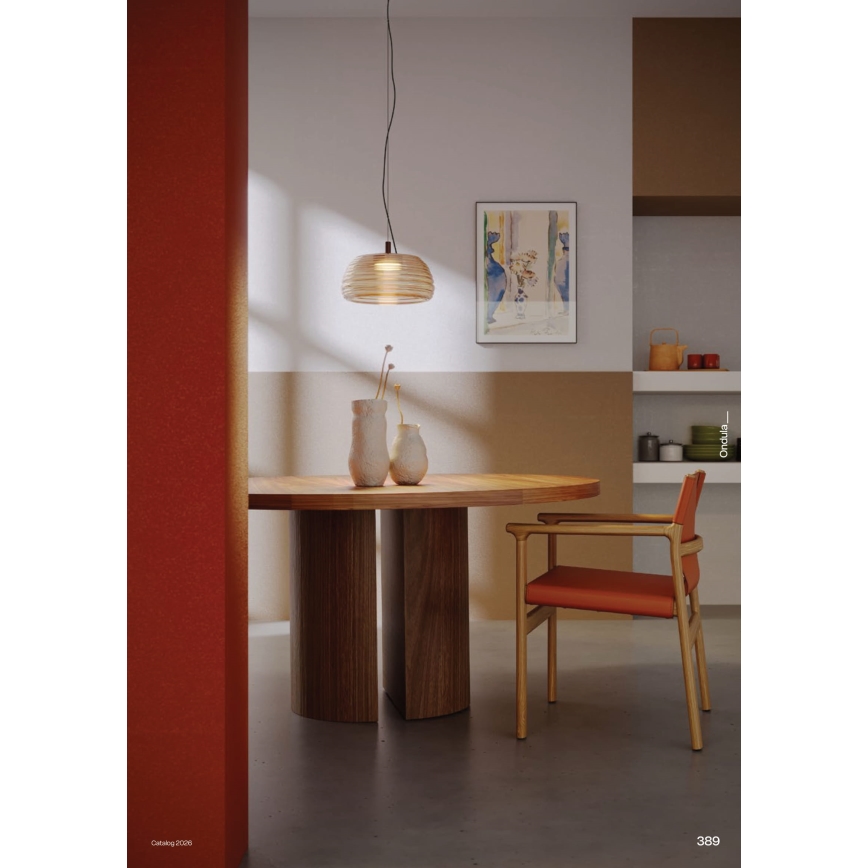 Redo 01-4540 - Lustre pendente dimerizável em cabo ONDULA LED/12W/230V 2700K/3000K CRI 90, diâmetro 32 cm, bege/fumê