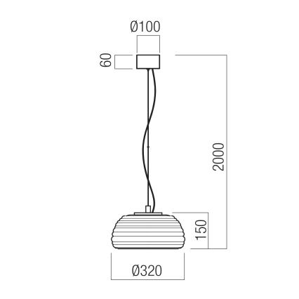 Redo 01-4541 - Lustre suspenso dimerizável ONDULA LED/12W/230V 2700K/3000K CRI 90 Ø 32 cm preto/fumê