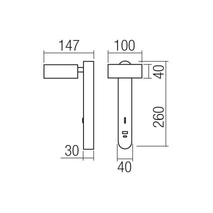 Redo 01-4640 - Luminária de parede LED SADES LED/6W/230V CRI 90 USB branca