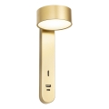 Redo 01-4641 - Aplique de parede LED SADES LED/6W/230V CRI 90 USB dourado