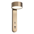 Redo 01-4642 - Aplique de parede LED SADES, 6W/230V, CRI 90, USB, bronze