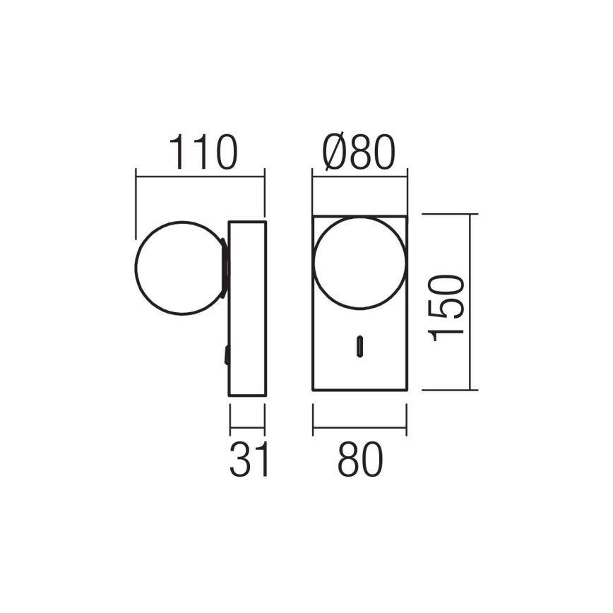 Redo 01-4656 - Aplique de parede LED NORMA LED/5W/230V CRI 90 USB branco