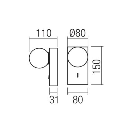 Redo 01-4658 - Aplique de parede LED NORMA LED/5W/230V IRC 90 USB branco/bronze