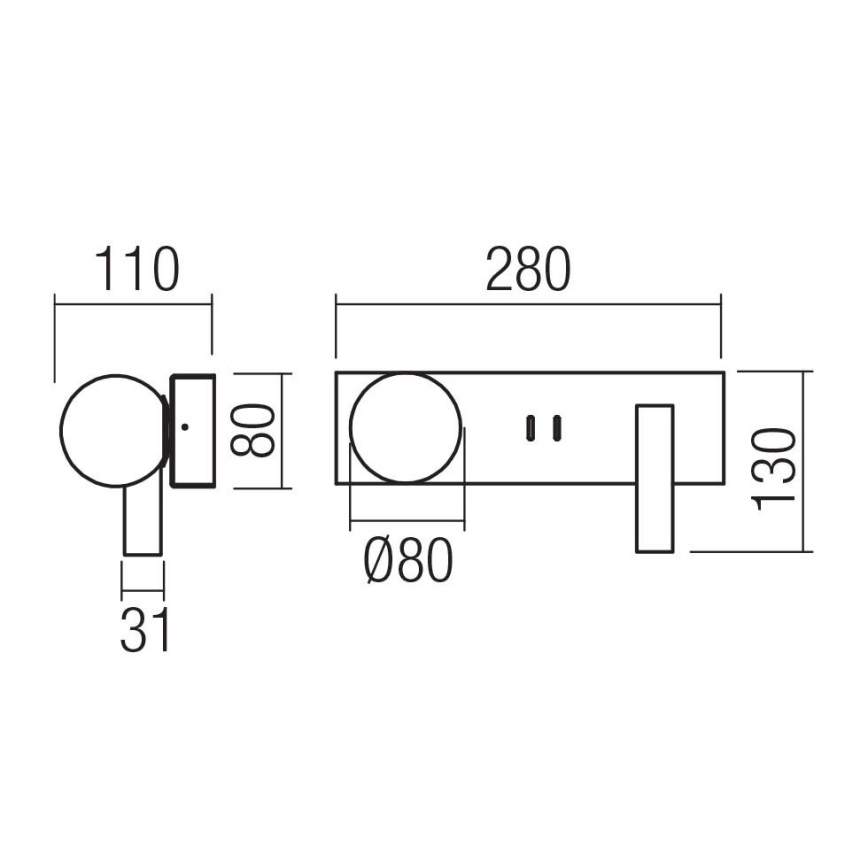 Redo 01-4662 - Aplique de parede NORMA LED/5W/230V + LED/3W IRC 90 USB branco/bronze