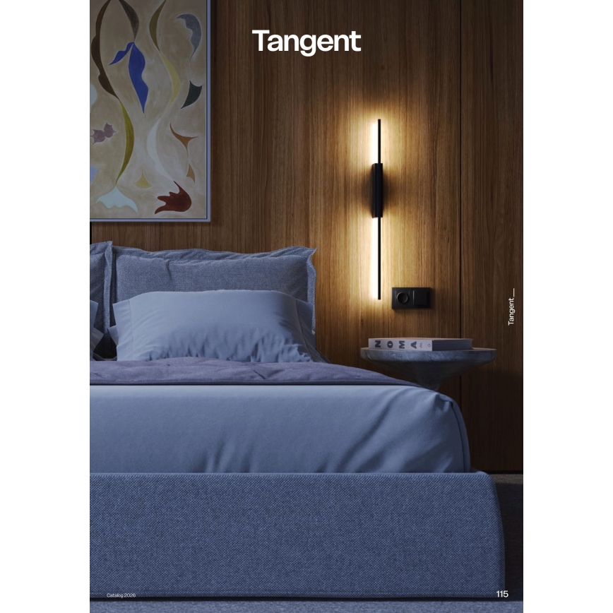 Redo 01-4675 - Aplique de parede LED TANGENT LED/9W/230V 2700/2850/3000K 73 cm IRC 90 preto