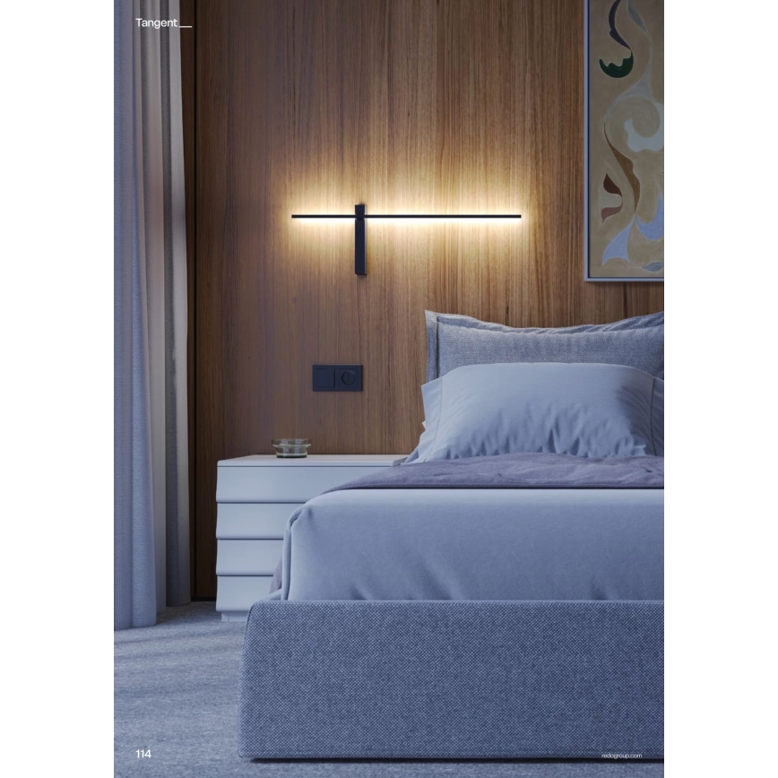 Redo 01-4675 - Aplique de parede LED TANGENT LED/9W/230V 2700/2850/3000K 73 cm IRC 90 preto