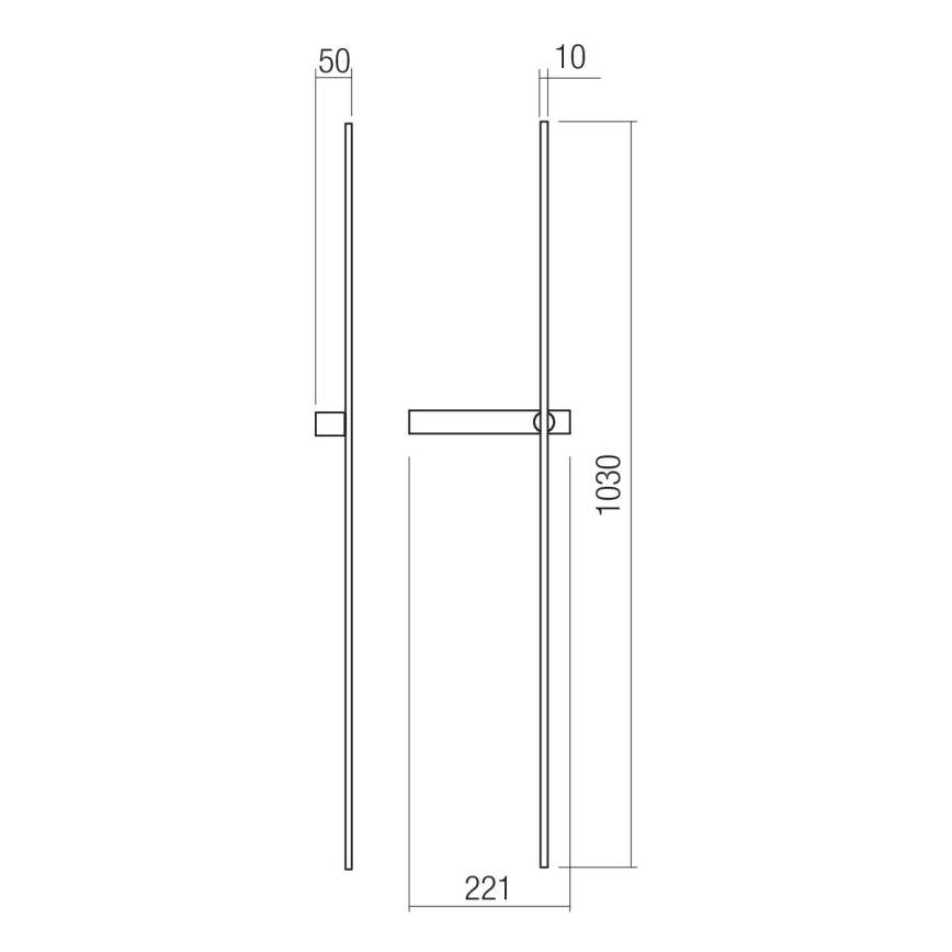 Redo 01-4675 - Aplique de parede LED TANGENT LED/9W/230V 2700/2850/3000K 73 cm IRC 90 preto