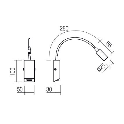 Redo 01-4802 - Candeeiro flexível LED HELLO LED/3W/230V bronze