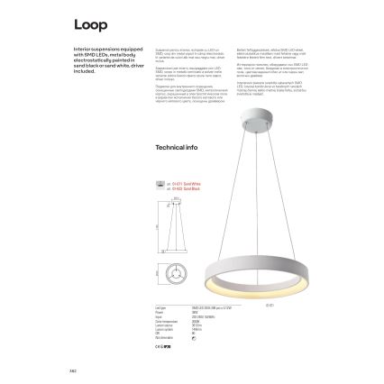 Redo 01-671 - Candeeiro suspenso LED LOOP LED/38W/230V diâmetro 45 cm branco