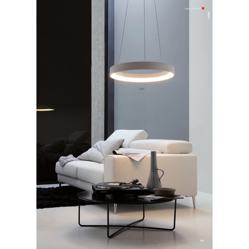 Redo 01-672 - Candeeiro suspenso LED LOOP LED/48W/230V diâmetro 60 cm branco