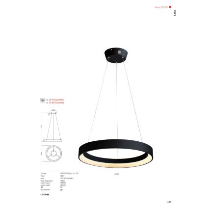 Redo 01-672 - Candeeiro suspenso LED LOOP LED/48W/230V diâmetro 60 cm branco