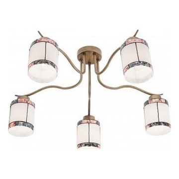 Redo 02-888 - Candeeiro integrado DEKOR 5xE27/42W/230V diâmetro 52,3 cm bronze