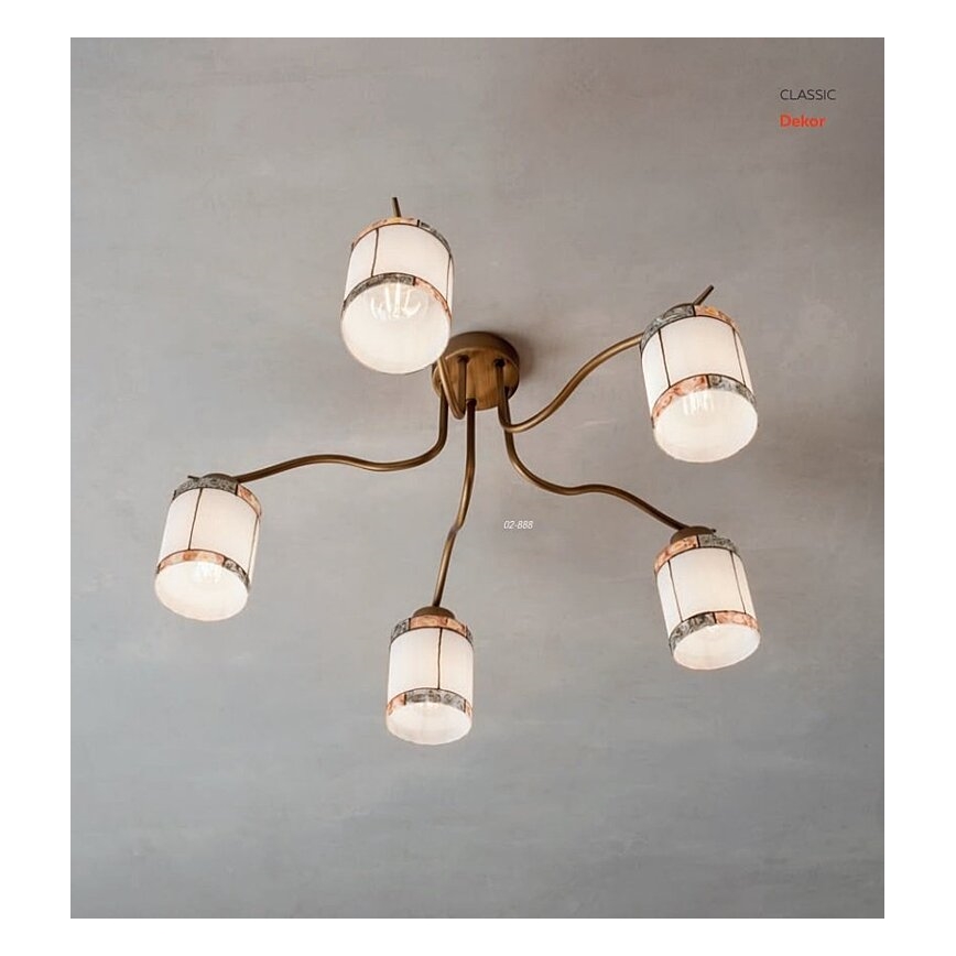 Redo 02-888 - Candeeiro integrado DEKOR 5xE27/42W/230V diâmetro 52,3 cm bronze