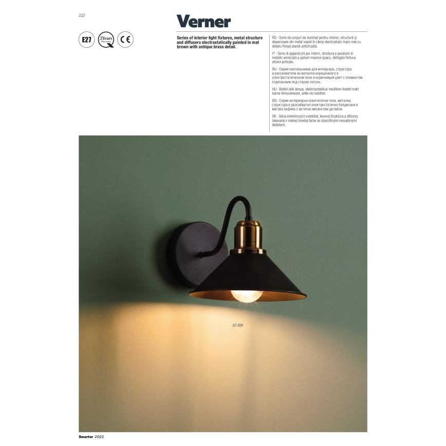 Redo 02-934 - Luz de parede VERNER 1xE27/42W/230V