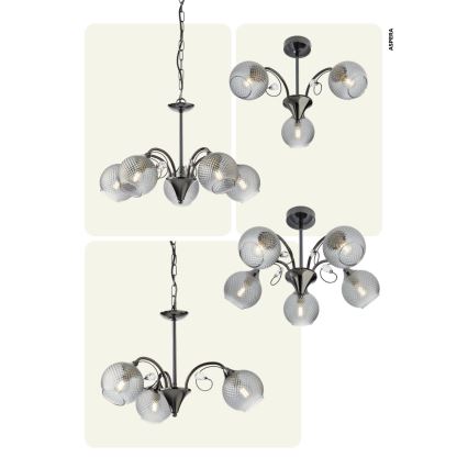 Redo 02-970 - Candeeiro suspenso ASPERA 3xE14/28W/230V preto