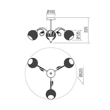 Redo 02-970 - Candeeiro suspenso ASPERA 3xE14/28W/230V preto