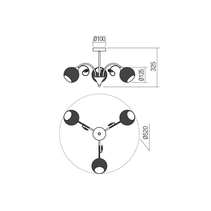 Redo 02-970 - Candeeiro suspenso ASPERA 3xE14/28W/230V preto