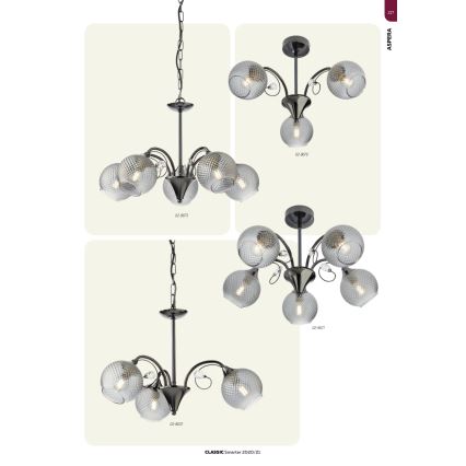 Redo 02-972 - Lustre suspenso por corrente ASPERA 3xE14/28W/230V Ø 52 cm preto