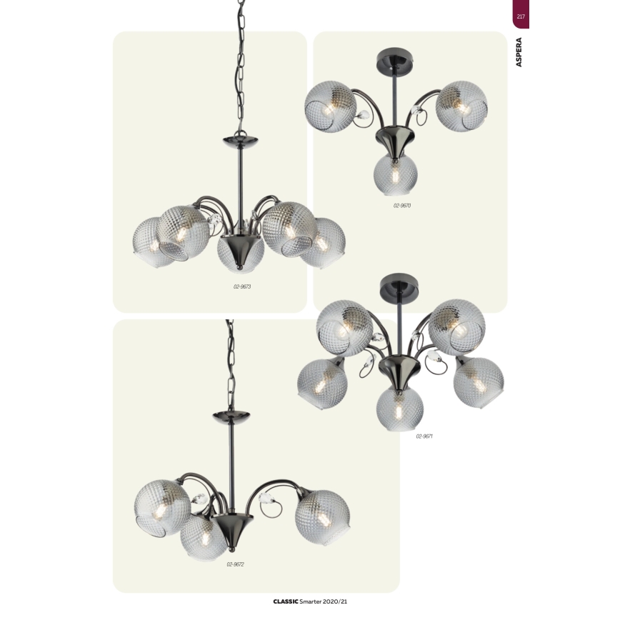 Redo 02-972 - Lustre suspenso por corrente ASPERA 3xE14/28W/230V Ø 52 cm preto
