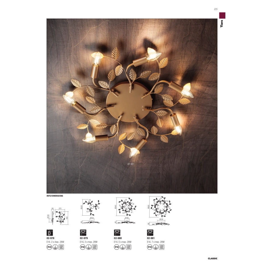 Redo 02-980 - Candelabro integrado TIARA 5xE14/28W/230V