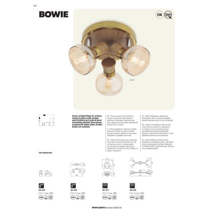 Redo 04-475 - Luz de parede BOWIE 1xE14/28W/230V