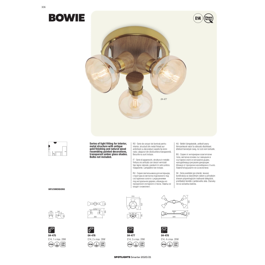 Redo 04-476 - Foco BOWIE 2xE14/28W/230V