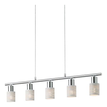 Redo 04-509 - Lustre suspenso por cabo VERTIGO 5xE14/28W/230V cromado brilhante/branco