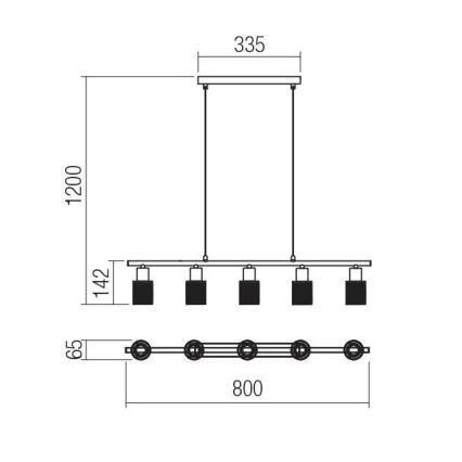 Redo 04-509 - Lustre suspenso por cabo VERTIGO 5xE14/28W/230V cromado brilhante/branco