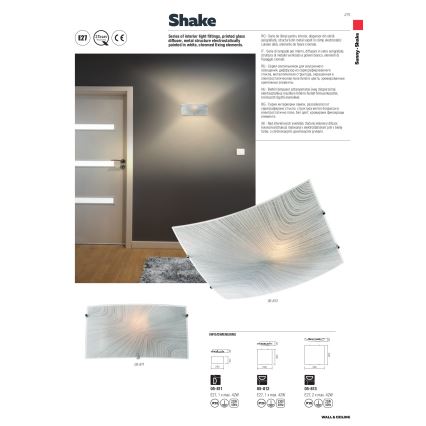 Redo 05-812 - Candeeiro de tecto SHAKE 1xE27/42W/230V 29,5x29,5 cm branco