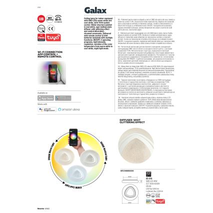 Redo 05-919 - Luminária de teto LED dimerizável GALAX LED/48W/230V 3000–6500K Wi‑Fi Tuya Ø 48 cm branca + controlo remoto