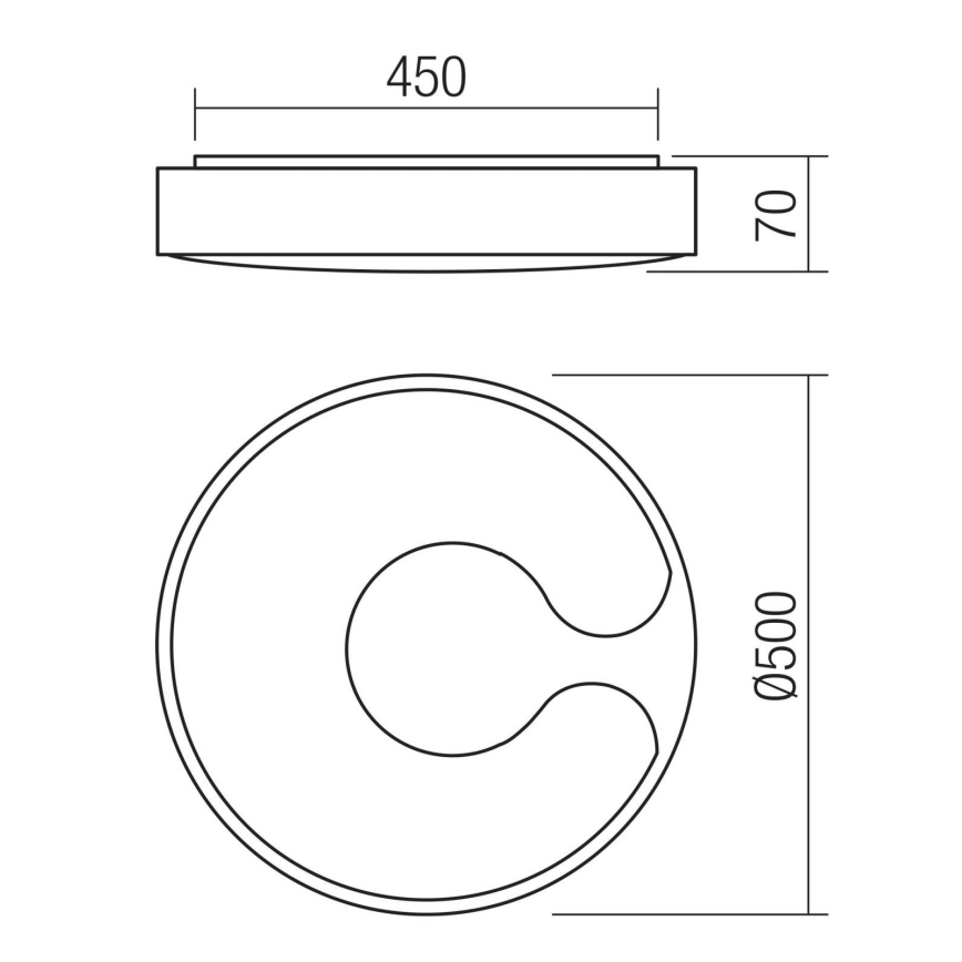 Redo 05-927 - Plafon LED RGBW dimerizável BIGSI LED/48W/230V 3000-6500K Ø 50 cm preto + comando remoto