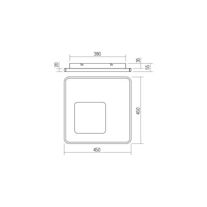 Redo 05-961 - Iluminação de teto LED com regulação SINTESI LED/53W/230V 45x45 cm 3000-6000K + comando