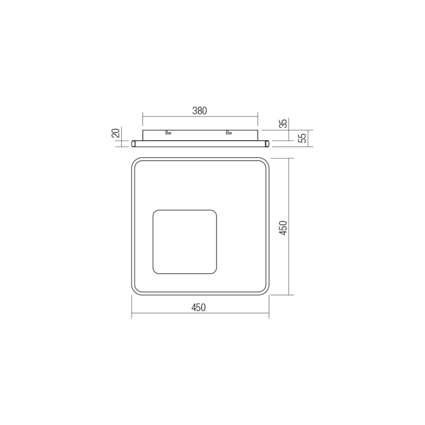 Redo 05-961 - Iluminação de teto LED com regulação SINTESI LED/53W/230V 45x45 cm 3000-6000K + comando