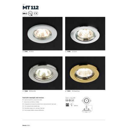 Redo 70309 - Foco de encastrar MT 1xGU5,3/50W/12V cromado mate