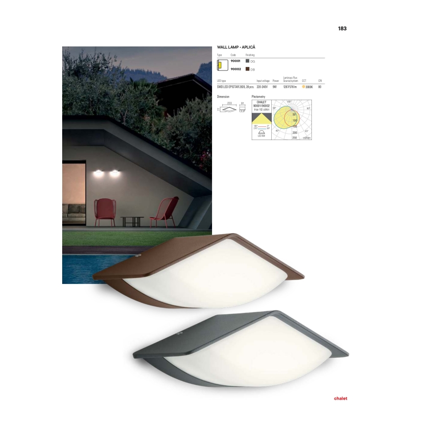 Redo 90002 - Aplique de parede exterior CHALET LED/8W/230V IP54