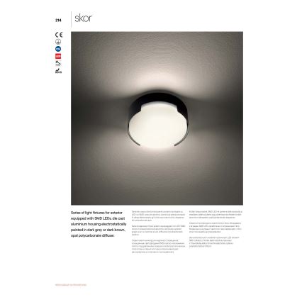 Redo 90004 - Iluminação de teto exterior LED SKOR LED/12W/230V diâmetro 15 cm IP54 castanho