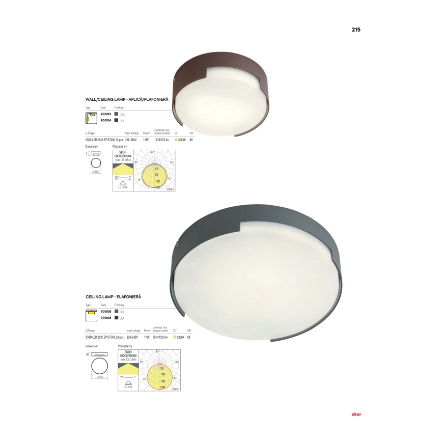 Redo 90004 - Iluminação de teto exterior LED SKOR LED/12W/230V diâmetro 15 cm IP54 castanho